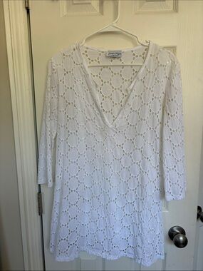 Jordan White Eyelet Swim Coverup